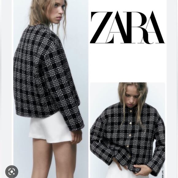 Zara TEXTURED WEAVE QUILTED JACKET Size Medium - Picture 1 of 8